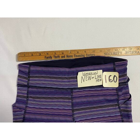 Lululemon Cropped Yoga Leggings Women’s Size 8 – lil9 Purple Stripe - Picture 3 of 11